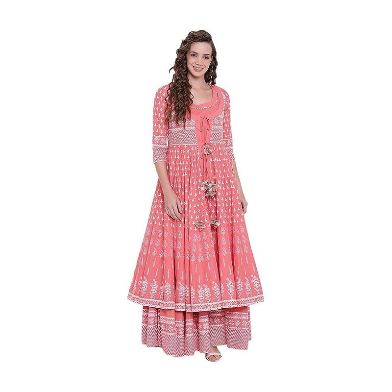 Women's Cotton Layered & Tiered Kurta