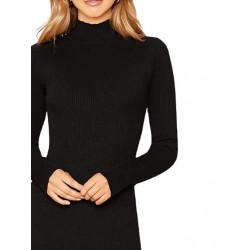 Women's Bodycon Knee Length Dress (BJKBKJ_Black_Medium)